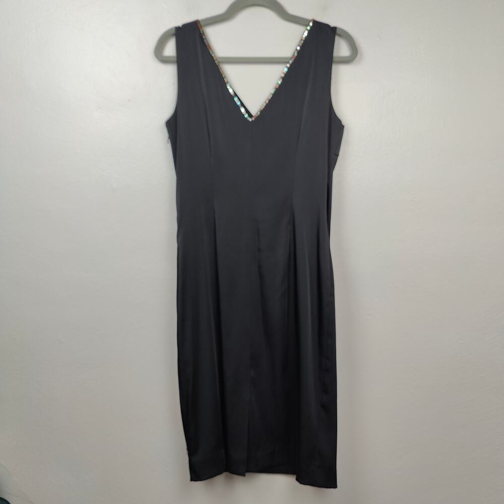 Vintage Spenser Jeremy Fairy Dress Size 6 Black Sheath Floral Embroidered Bling - Picture 5 of 6